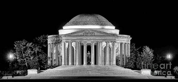 Jefferson Art Print featuring the photograph Jefferson Memorial Lonely Night by Olivier Le Queinec