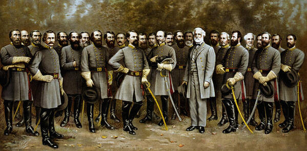 Confederate Art Print featuring the painting Robert E. Lee and His Generals by War Is Hell Store