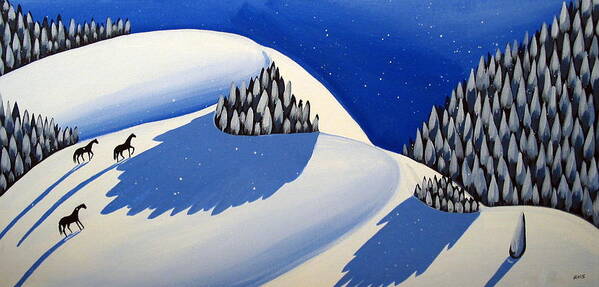 Art Art Print featuring the painting Making The Peak - modern winter landscape by Debbie Criswell