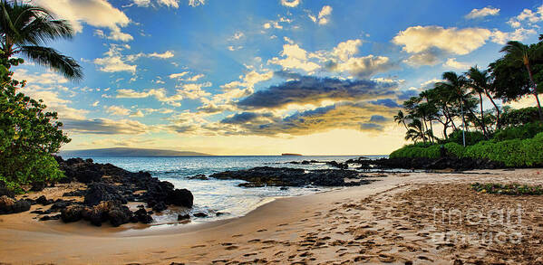 Maui Art Print featuring the photograph Maui Sunset Panorama by Eddie Yerkish
