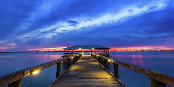 Melbourne Beach Pier Art Print featuring the photograph Melbourne Beach pier sunset by Stefan Mazzola