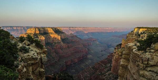 Grand Canyon Art Print featuring the photograph Morning lights Wotans Throne by Gaelyn Olmsted