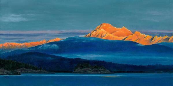 Mount Baker Art Print featuring the painting Mount Baker Sunset by Marie-Claire Dole