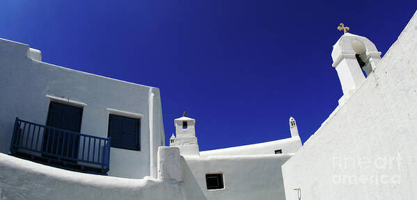 Greece Art Print featuring the photograph Mykonos Greece Clean Line Architecture by Bob Christopher