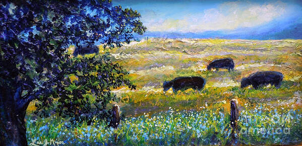Painting Art Print featuring the painting Nixon's THREE PLUS ONE OUT TO PASTURE by Lee Nixon