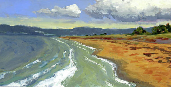 Landscape Art Print featuring the painting Ogunquit Beach, Tide Rising by Mary Byrom