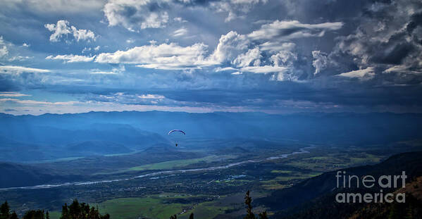 Paragliding Art Print featuring the photograph Paragliding above Jackson Hole by Bruce Block