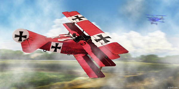 Red Baron Art Print featuring the photograph Red Baron Panorama - Lord of the Skies by Weston Westmoreland
