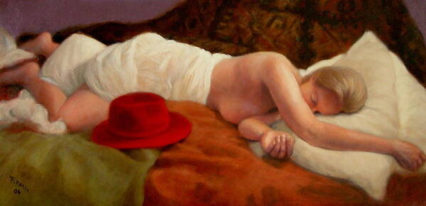 Realism Art Print featuring the painting Red Hat 7 by Donelli DiMaria