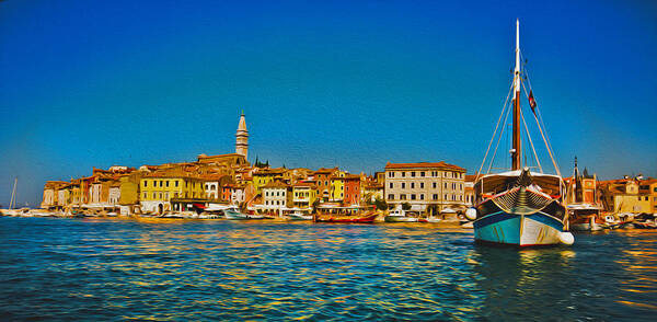 Rovinj Art Print featuring the painting Rovinj Old Town, Croatia by Lev Kaytsner