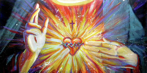 Sacred Heart Art Print featuring the painting Sacred Heart by Steve Gamba