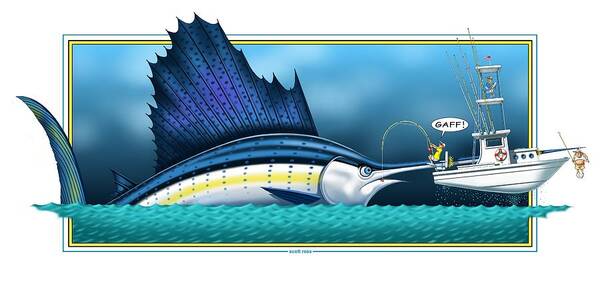 Fishing Art Print featuring the digital art Sailfish by Scott Ross