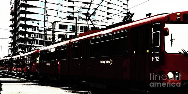 Red Art Print featuring the photograph San Diego Trolley by Linda Shafer