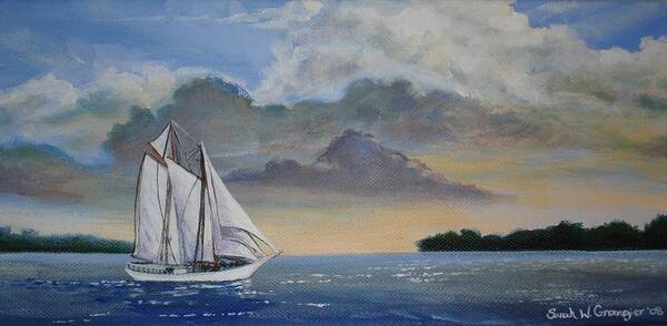 Ship Art Print featuring the painting Seamester by Sarah Grangier