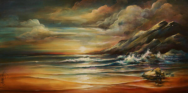 Seascape Art Print featuring the painting Seascape 3 by Michael Lang