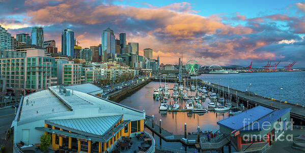 America Art Print featuring the photograph Seattle Waterfront Panorama by Inge Johnsson