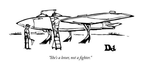 Cctk Art Print featuring the drawing She is a lover not a fighter by Drew Dernavich