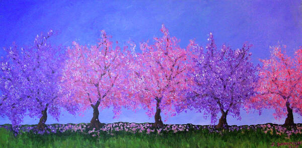 Trees Art Print featuring the painting Spring Trees by Janet Greer Sammons