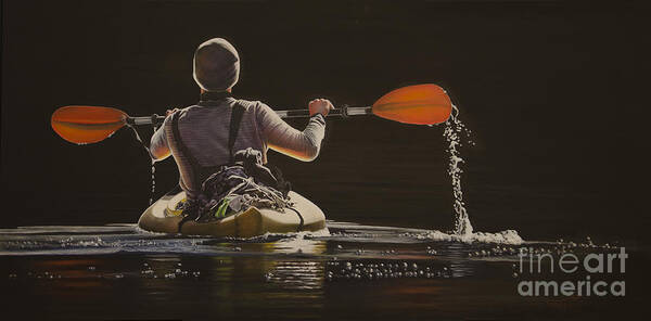 Kayak Art Print featuring the painting The Kayaker by Laurie Tietjen