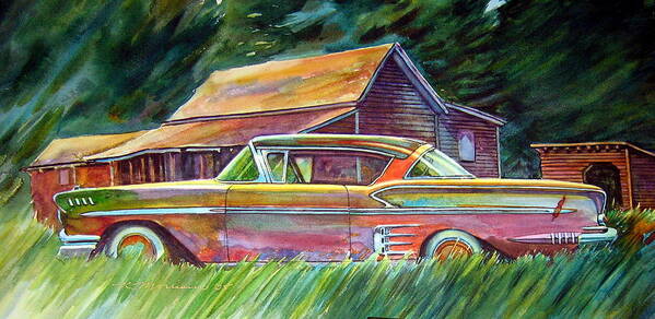 Rusty Car Chev Impala Art Print featuring the painting This Impala Doesn by Ron Morrison