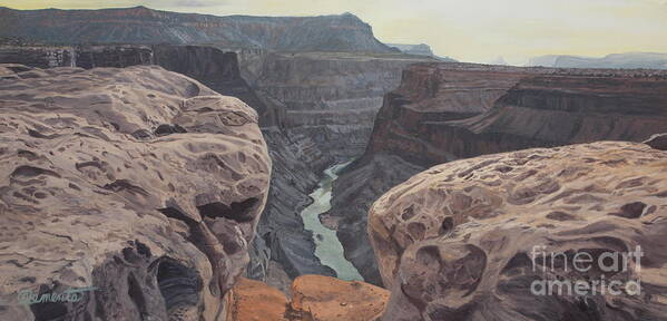 Grand Canyon Art Print featuring the painting Toroweap Overlook Grand Canyon North rim by Barbara Barber