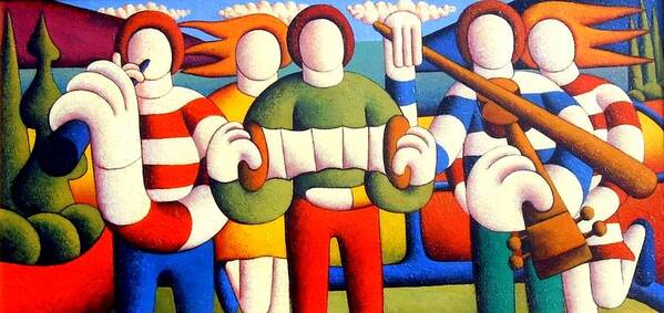 Landscape Art Print featuring the painting Trad session with troupies by Alan Kenny