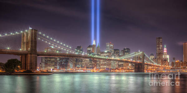 Clarence Holmes Art Print featuring the photograph Tribute in Light III by Clarence Holmes