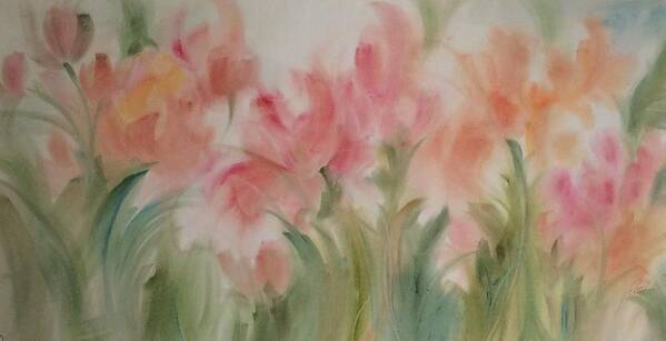 Spring Art Print featuring the painting Tulip Garden by Karen Ann Patton