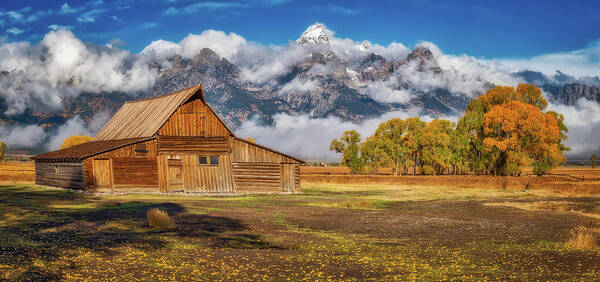 Barns Art Print featuring the photograph Warm Morning light in the Tetons by Darren White