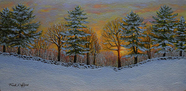 Winter Sunset Art Print featuring the painting Winter Sunset by Frank Wilson