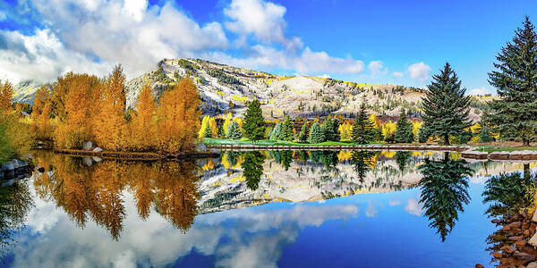 America Art Print featuring the photograph Aspen Colorado Autumn Mountain Landscape Panorama by Gregory Ballos