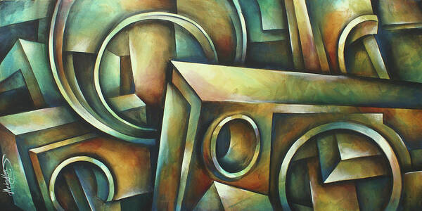 Geometric Art Print featuring the painting  Blockade by Michael Lang