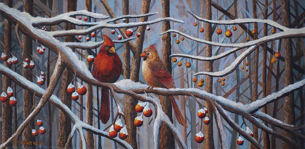 Cardinals Art Print featuring the painting Cardinals by Mindy Huntress