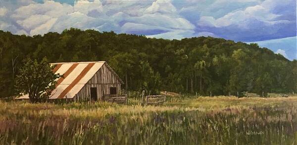 Barn Art Print featuring the painting Country Americana by Wendy Shoults