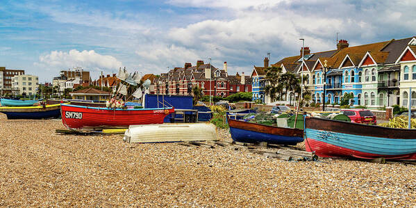 Boats Art Print featuring the photograph Fishing Boats on Worthing Beach by Roslyn Wilkins