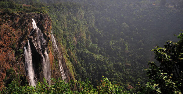 Scenics Art Print featuring the photograph Jog Falls. Waterfall In Western Ghats by Intangible Creations!!