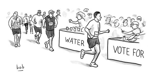 New York City Art Print featuring the drawing Marathon Voting by Bob Eckstein