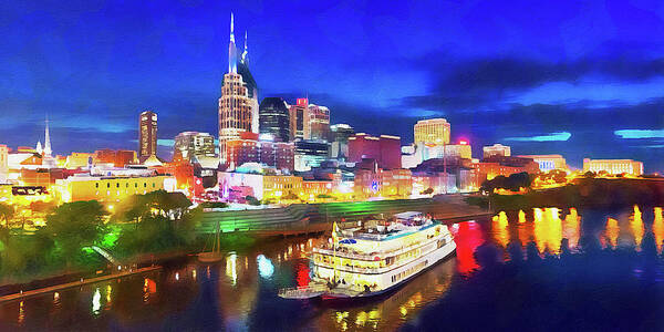 Nashville Art Print featuring the painting Nashville, Tennessee - 04 by AM FineArtPrints