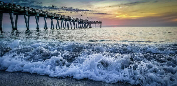 Pier Art Print featuring the photograph Pier at Sunset by Joe Myeress