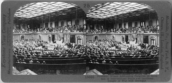 People Art Print featuring the photograph President Wilson Addressing Congress On by The New York Historical Society