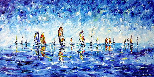 Boating Art Print featuring the painting Regatta I by Mirek Kuzniar