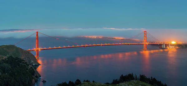Canon Art Print featuring the photograph San Francisco Golden Gate Bridge Fog Evening Panorama by Cavan Images / Toby Harriman