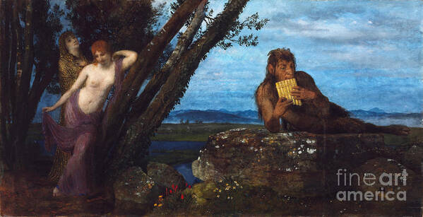Oil Painting Art Print featuring the drawing Spring Evening, 1879. Artist Böcklin by Heritage Images
