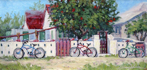 Bicycle Art Print featuring the painting Suppertime by L Diane Johnson