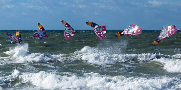 Denmark Art Print featuring the photograph Surfer Jump. by Leif Lndal