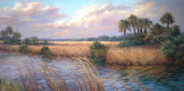 Romantic Landscape Art Print featuring the painting Tamiami Trail by Laurie Snow Hein