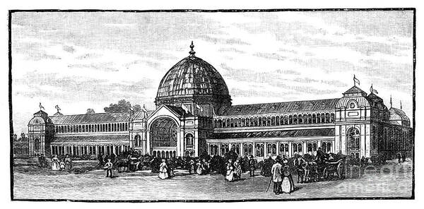 Engraving Art Print featuring the drawing The Exhibition Building Of 1862 by Print Collector