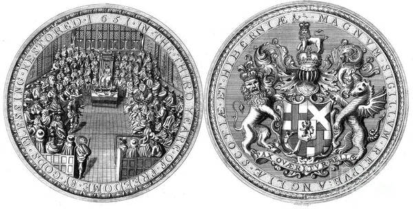 Engraving Art Print featuring the drawing The Great Seal Of The Commonwealth by Print Collector