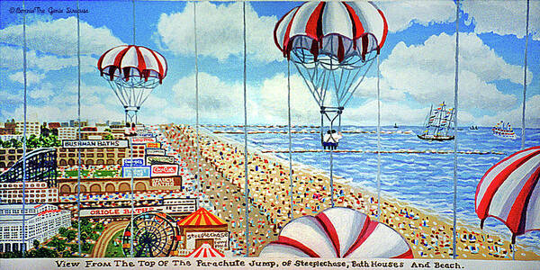  Art Print featuring the painting View From Parachute Jump Towel Version by Bonnie Siracusa