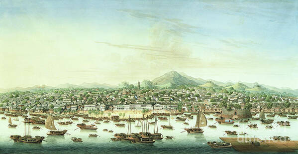 Boat Art Print featuring the painting View Of Canton, C.1800 by Chinese School